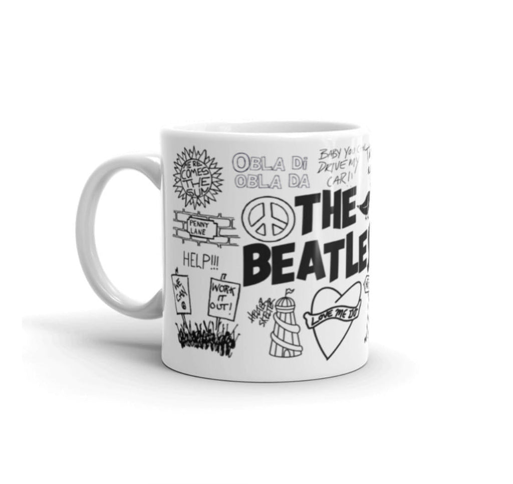 The Beatles doodle 10oz mug